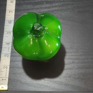 Vintage Murano Style Hand Blown Green Glass Art Pepper 5.5" Tall Vegetable Decor